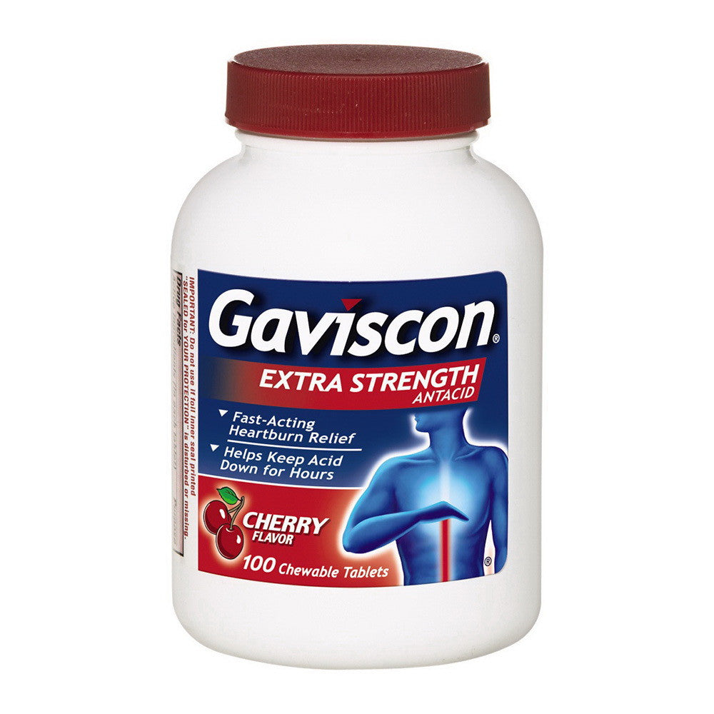 Gaviscon Antacid Extra Strength, Cherry Chewable Tablets, 100 Ea